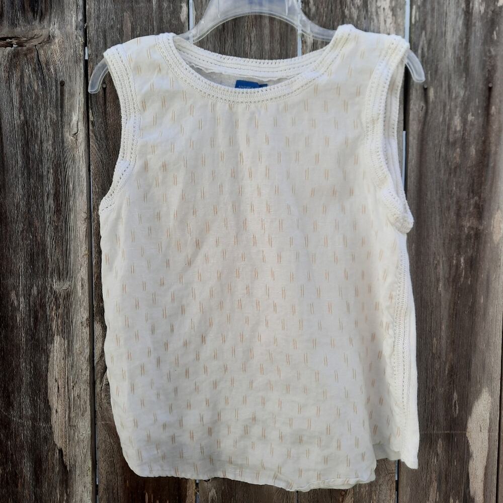 Antibes Blanc white sleeveless blouse size Medium 100% linen